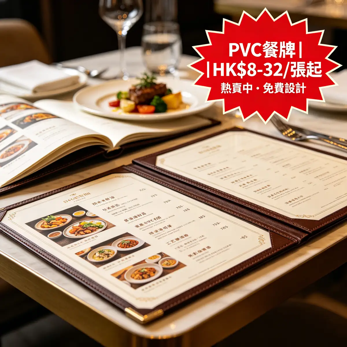 PVC餐牌 / 防水覆膜 | 香港PVC餐牌製作 0.5mm–1.0mm透明或白色PVC膠片 | ZprintPro智印港